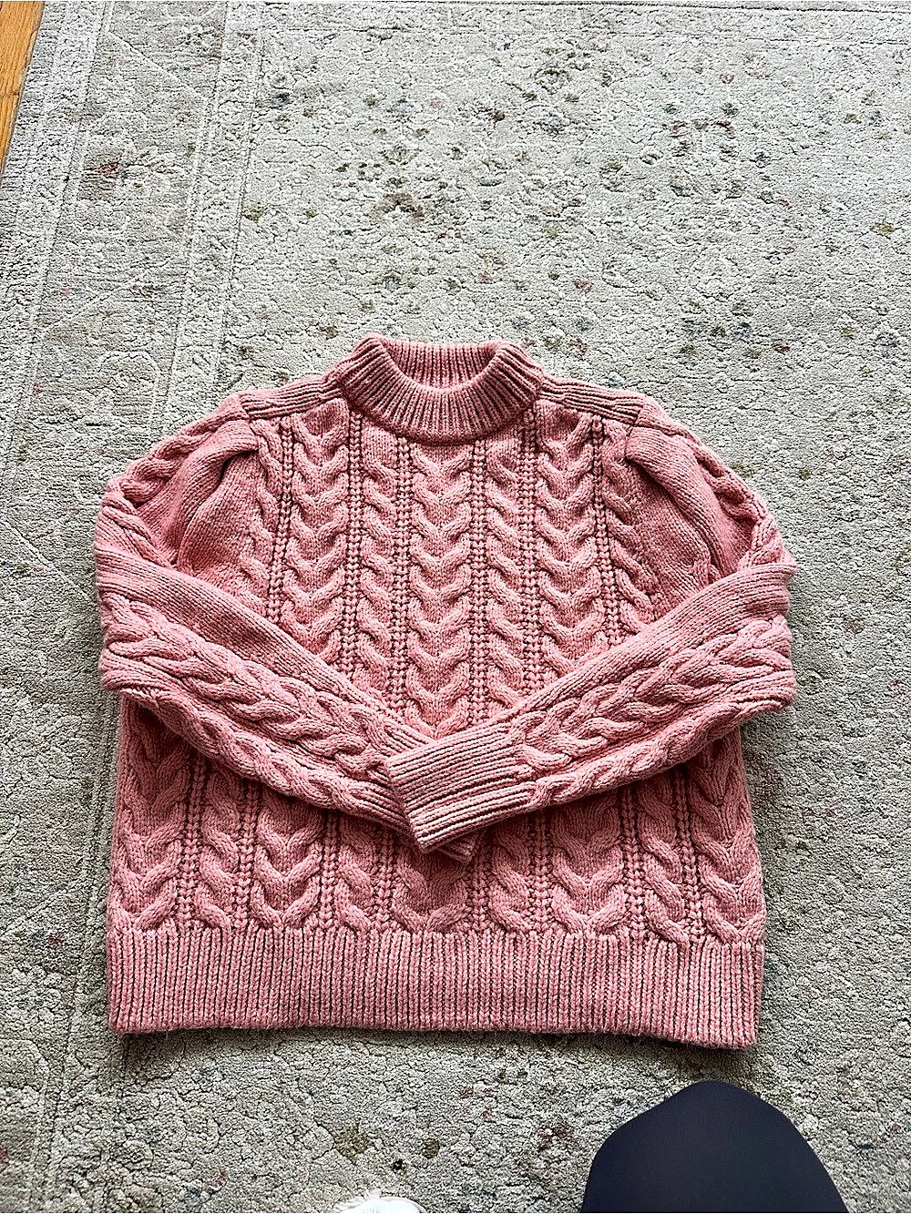 H&M Pink Cable Knit Mock Neck Sweater XL